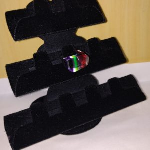 Expositor para 9 aneis, veludo, preto.