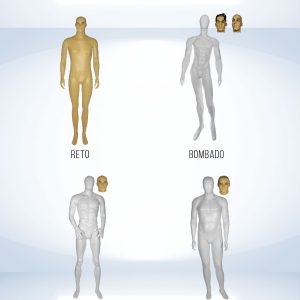 Manequim masculino, em plastico, bege/branco/preto/cinza, c/maquiagem ou sem face, c/base, PM.