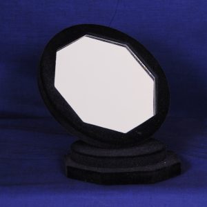 Espelho p/balcao, veludo preto, alt.18cm.