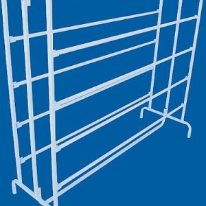 Expositor p/ tecidos, c/10 barras, branco/preto, 150x160cm, AT.