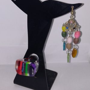 Expositor brinco/anel, preto, alt.12cm, AND.