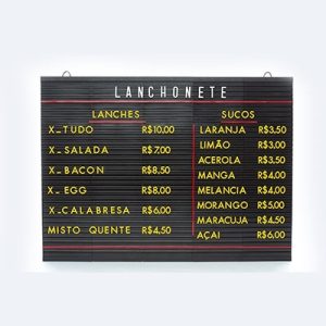 Painel p/preços, moldura em aluminio, kit, 45x85cm ou 77x90cm.