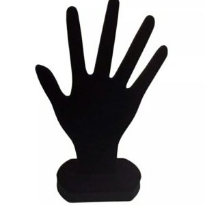 Expositor p/aneis, mao, preto, veludo.