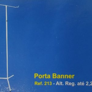 Porta banner, branco/preto, altura regulavel.
