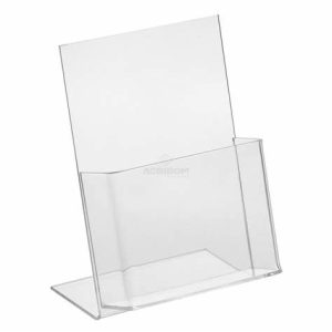 Expositor p/panfletos, A4, 21x29cm, p/balcão, acrilico, AND.
